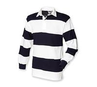 Front Row Hooped Long Sleeve Rugby Shirt in White / Navy Size XXL