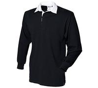 Front Row Kids Cotton Long Sleeve Plain Rugby Shirt Black M