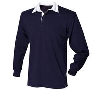 Front Row Kids Long Sleeve Plain Rugby Shirt Navy S