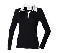 Front Row Ladies Classic Cotton Rugby Shirt BLUE or BLACK XS-4XL