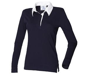 Front Row Ladies Women Long Sleeve Plain Rugby 100% Cotton Shirt Top