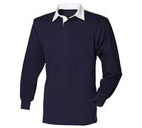 Front Row Long Sleeve Classic Rugby Polo Shirt (5XL) (Navy/White)