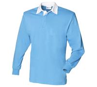 Front Row Long Sleeve Classic Rugby Polo Shirt in Baby Blue | Size: Large FRONT ROW Baby Blue L