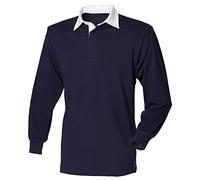 Front Row Long sleeve plain rugby shirt Navy/ White M