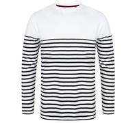 Front Row Mens Breton Stripe T-Shirt White/Navy L