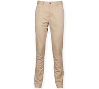 Front Row Mens Cotton Rich Stretch Chino Trousers (34L) (Stone)