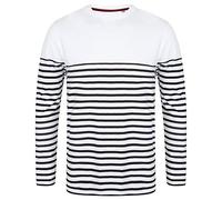 Front Row Mens Long Sleeve Breton Stripe T-Shirt (M) (White/Navy)