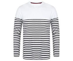 Front Row Mens Long Sleeve Breton Stripe T-Shirt (XS) (White/Navy)