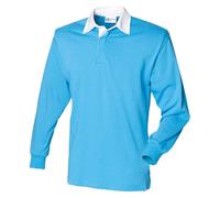 Front Row Men's Long Sleeve Classic Rugby Polo Shirt in Baby Blue | Size: XL FRONT ROW Baby Blue XL
