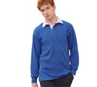 Front Row Men's Long Sleeve Classic Rugby Polo Shirt in Mid Blue | Size: Small FRONT ROW Mid Blue S