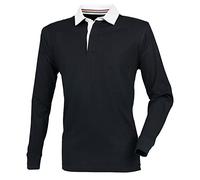 Front Row Mens Premium Long Sleeve Rugby Shirt/Top (2XL) (Black)