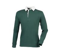 Front Row Men's Premium Long Sleeve Rugby Shirt Top in Bottle Green | Size: 3XL FRONT ROW Bottle Green 3XL