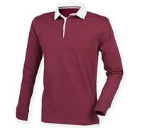 Front Row Mens Premium Long Sleeve Rugby Shirt/Top (L) (Burgundy)