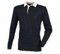 Front Row Men's Premium Rugby Shirt in Black | Size: 2XL FRONT ROW Black 2XL