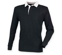 Front Row Men's Premium Rugby Shirt in Black | Size: XS FRONT ROW Black XS
