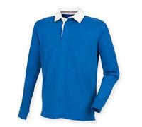 Front Row Men's Premium Rugby Shirt in Blue | Size: Small FRONT ROW Blue S