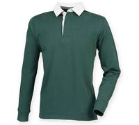 Front Row Men's Premium Rugby Shirt in Bottle Green | Size: 3XL FRONT ROW Bottle Green 3XL