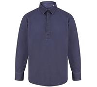 Front Row Mens Pull Over Cotton Drill Shirt (XL) (Washed Navy)