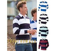 Front Row Men's Sewn Stripe Long Sleeve Sports Rugby Polo Shirt in White | Size: 2XL FRONT ROW White 2XL