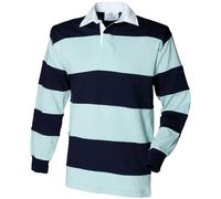 Front Row Men's Stripe Sewn Rugby Polo Shirt in Blue | Size: 2XL FRONT ROW Blue 2XL