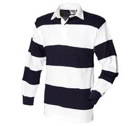 Front Row Mens Stripe Sewn Rugby Polo Shirt PC6148