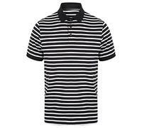 Front Row Men's Striped Jersey Polo Shirt with Contrast Collar, Navy/White, XL