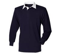 Front Row Plain FR100 Cotton Classic Long Sleeve Rugby Shirt No Logo XS-5XL