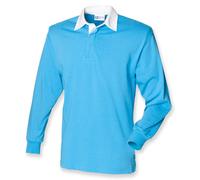 Front Row Plain FR100 Cotton Classic Long Sleeve Rugby Shirt No Logo XS-5XL