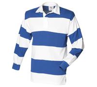 Front Row Sewn Stripe Long Sleeve Sports Rugby Polo Shirt / N/A N/A RW476