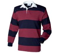 Front Row Sewn Stripe Rugby Shirt, Burgundy, Small