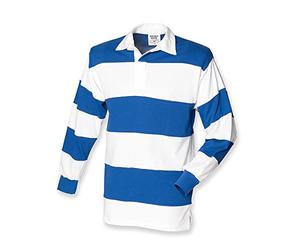 Front Row Sewn Stripe Rugby Shirt : Color White : Size XL