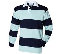 Front Row Sewn Stripe Rugby Shirt Long Sleeve Heavy Jersey Cotton