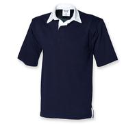 Front Row Short Sleeve NAVY BLUE with WHITE Collar Rugby Shirt