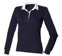 Front Row Womens/Ladies Long Sleeve Original Rugby Shirt (M) (Navy)