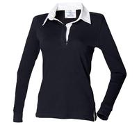 Front Row Women's Long Sleeve Rugby Shirt Cotton Slim Fit Logo Crest