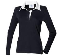 Front Row Women's Long Sleeve Plain Rugby Shirt (FR101) - Feminine Fit Cotton