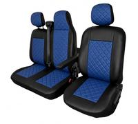 FRONT Seat Covers 2+1 Designed to fit Renault Master 2011-2025 BLACK BLUE Eco Leather LEFT Hand Drive