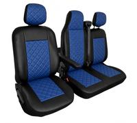 FRONT Seat Covers 2+1 Designed to fit Renault Master 2011-2025 BLACK BLUE Eco Leather RIGHT Hand Drive