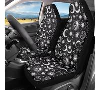 Front Seats Cushion Cover Gothic Sun Moon 2 Pcs Car Seat Cover Machine Washable Bucket Seats Covers Dirty-Proof Car Seat Protector For Sedan, Mpv, Suv, 52X138Cm
