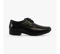 Front SNOWDEN Boys Leather Lace-Up School Shoes Black - UK 1 (Older Kids)