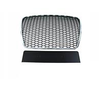 Front Sport Grill compatible with Audi A6 C6 Rs-Style Chrome Black 2009 2010 2011 E-4425 Front Grill Front Central Grill Sport Honeycomb Mesh Grille Sport