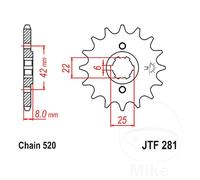 Front Sprocket 16 Tooth 520 Pitch Fits Honda Cb 250 Rs 1980 - 1981