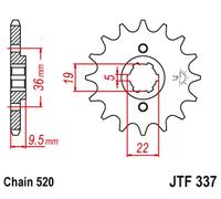 FRONT SPROCKET 337 12 HONDA TRX 250/300, CR 250 '82-'85, CR500 '84-'85 (33712JT)