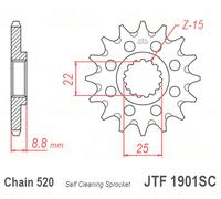 JTSPROCKETS JTF1901.15SC Chain Pinion