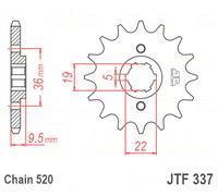 JT Front Sprocket 13 Tooth 520 Pitch JTF337.13 For Honda CR 250 R C 1982