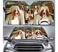 Front Sunshade Cover Welsh Springer Spaniel Family Auto Sun Visor Protector Dust Water Resistant Front Windshield Cover For Trucks, Suv, Vehicles M