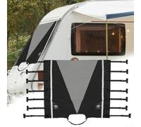 Front Towing Cover for Rvs Plus Campers - 220 X 175 Cm 210d Oxford Cloth Having Tunable Straps Reflective Strips Non-Blocking Led Guard Light Style Black/Grey