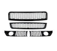 Front Upper Lower Grill For A4 B6 2002-2005 8E0807681 Black RS Style Fog Light Grille Honeycomb Mesh Middle Grid Kit Car Front Radiator Grille