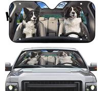 Front Window Sunshade Border Collie Dog On The Road Drive Windscreen Car S