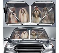 Front Window Sunshades Block Uv Rays Front Windshield Sun Shade Foldable Windscreen Car Sunshades Universal For Summer Suv Auto Shih Tzu Dog Family After Wiper M